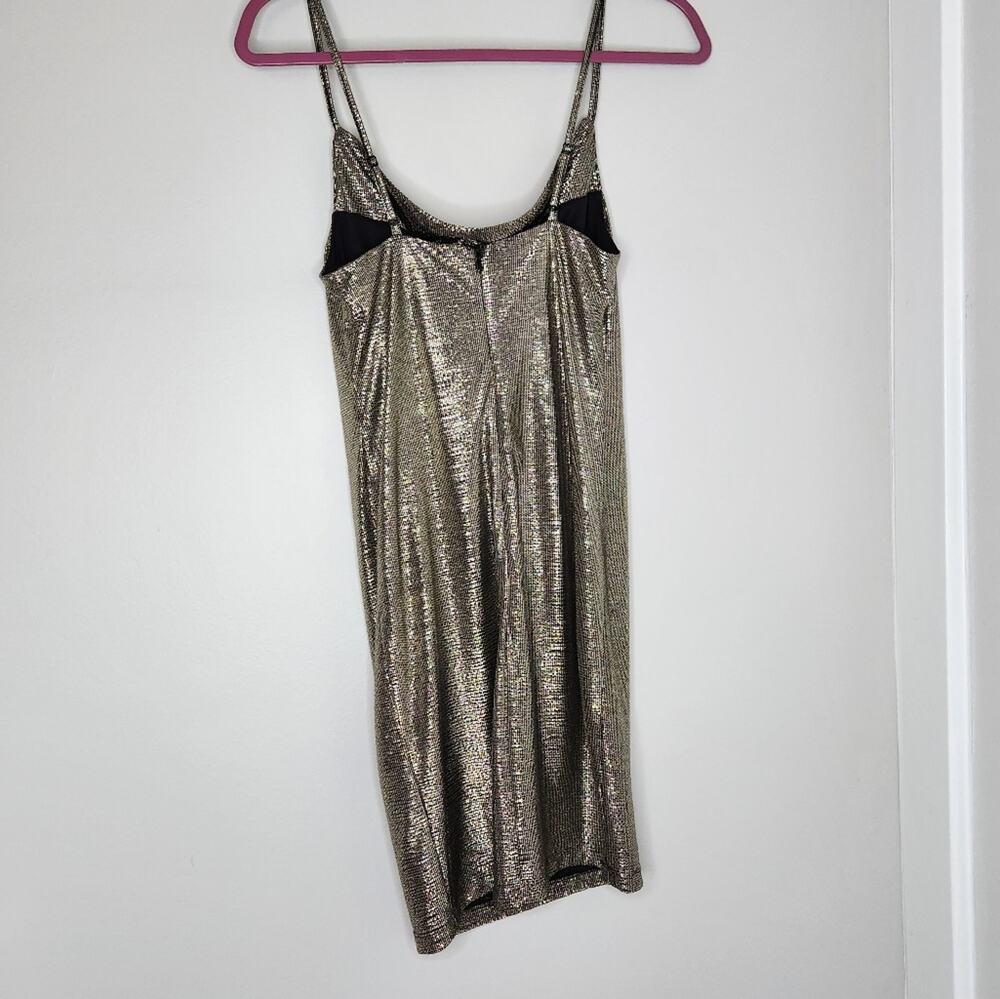 Slinky gold foil cocktail dress